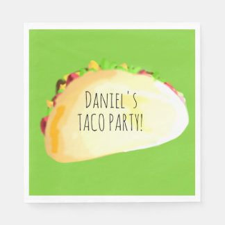 Guardanapo De Papel Watercolor Taco Party Birthday