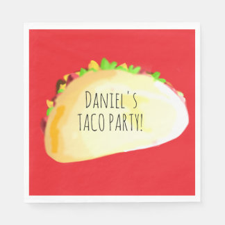 Guardanapo De Papel Watercolor Taco Party Birthday