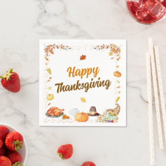 Guardanapo De Papel Watercolor Thanksgiving