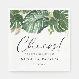 Guardanapo De Papel Watercolor Tropical Monstera Deixa Casamento De Ve