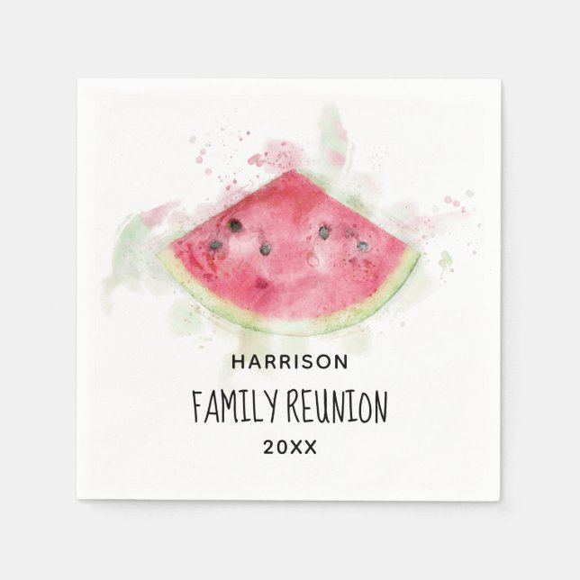 Guardanapo De Papel Watercolor Watermelon Summer Family Reunion (Frente)