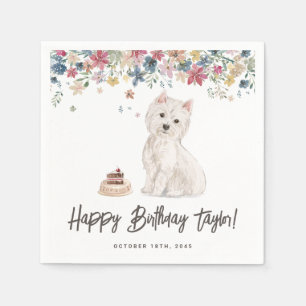 Guardanapo De Papel Watercolor West Highland White Terrier Birthday