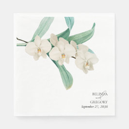 Guardanapo De Papel Watercolor White Orchids Floral Wedding