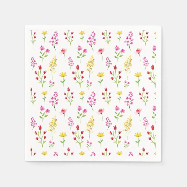 Guardanapo De Papel Watercolor Wildflower Birthday Patterno Floral (Frente)