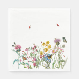 Guardanapo De Papel Watercolor Wildflower Insetos Floral Primavera Gar