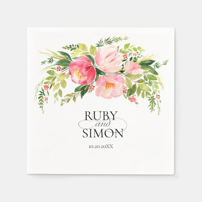 Guardanapo De Papel watercolor wildflower meadow wreath wedding (Frente)