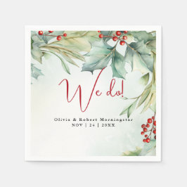 Guardanapo De Papel Watercolor Winter Holly e Berries