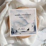 Guardanapo De Papel Watercolor Winter Mounts Christmas<br><div class="desc">Elegante aquarela de inverno,  guardanapos de natal. Simplesmente personalize o texto usando o modelo fornecido.</div>