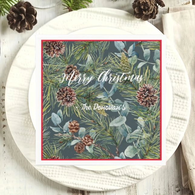 Guardanapo De Papel Watercolor Woodland Forest Holiday Napkins (Criador carregado)