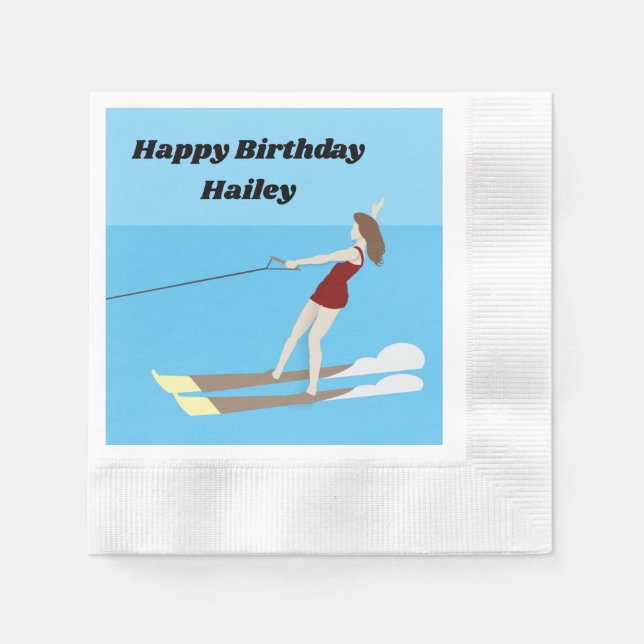 Guardanapo De Papel Waterski, estilo Vintage (Frente)