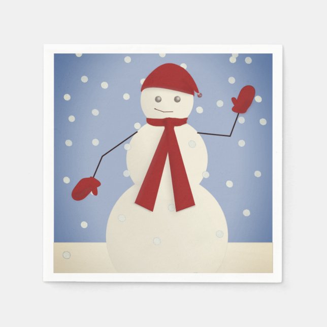 Guardanapo De Papel Waving Snowman (Frente)