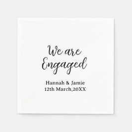 Guardanapo De Papel We are Engaged couple name date calligraphystylish