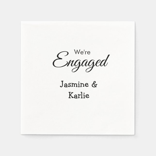 Guardanapo De Papel We are engaged couple name romantic stylish simple (Frente)