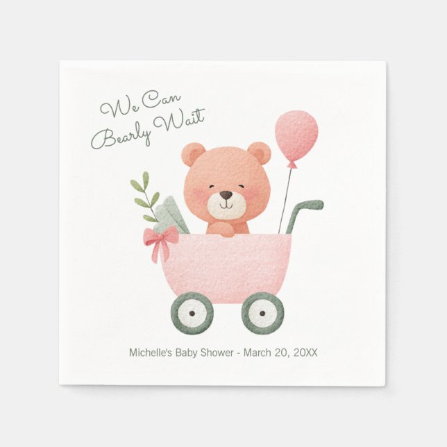 Guardanapo De Papel "We Can Bearly Wait" Baby Shower (Frente)