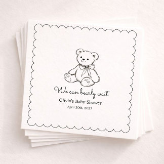 Guardanapo De Papel "We Can Bearly Wait" Baby Shower Gender Neutral