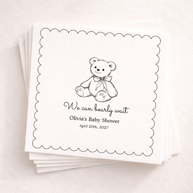 Guardanapo De Papel "We Can Bearly Wait" Baby Shower Gender Neutral (Criador carregado)