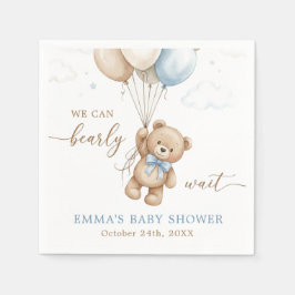 Guardanapo De Papel We Can Bearly Wait Boy Baby Shower Custom