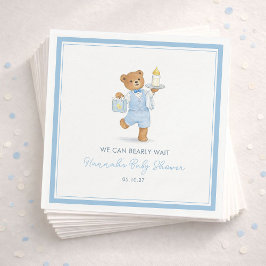 Guardanapo De Papel We Can Bearly Wait Cute Blue Boy Teddy Baby Shower