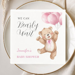 Guardanapo De Papel We Can Bearly Wait Girl Teddy Bear Baby Shower