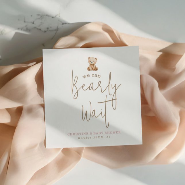 Guardanapo De Papel  We Can Bearly Wait Minimalist Baby Shower Napkins (Criador carregado)