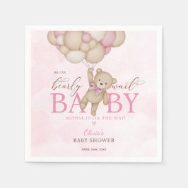 Guardanapo De Papel We Can Bearly Wait Pink Baby Shower