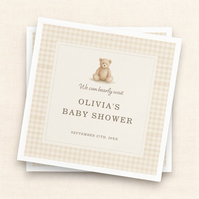 Guardanapo De Papel We Can Bearly Wait Teddy Bear Baby Shower Party (Criador carregado)