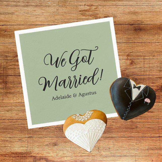 Guardanapo De Papel We Got Married Green Wedding Reception  (Criador carregado)