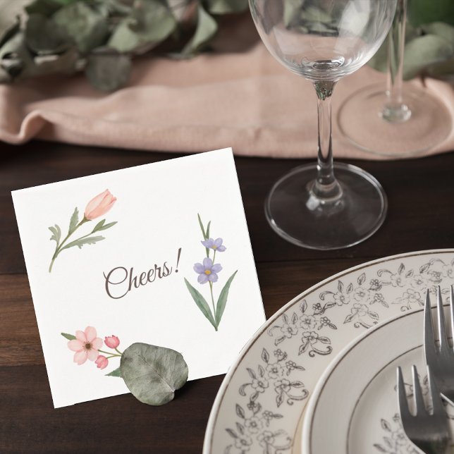 Guardanapo De Papel Wedding Cocktail Napkin with Botanical Design (Criador carregado)