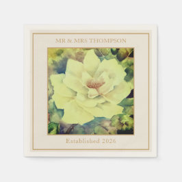 Guardanapo De Papel Wedding Cocktail Napkins | Lemon Rose Floral 