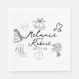 Guardanapo De Papel Wedding Doodle Save the Dates Wedding Anniversary 