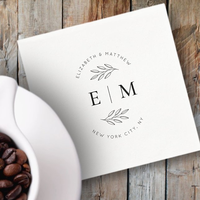 Guardanapo De Papel Wedding Elegant Chic Modern Simple Chic Monogram (Criador carregado)