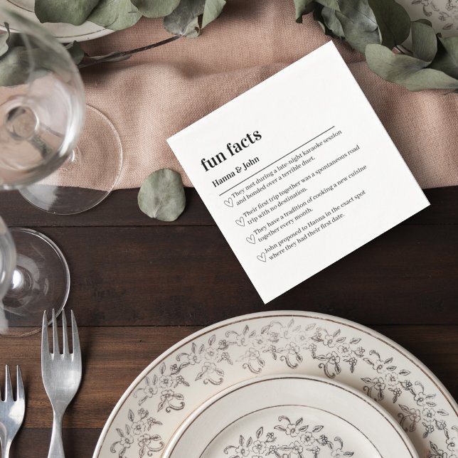 Guardanapo De Papel Wedding Fun Facts Cocktail Napkin (Criador carregado)