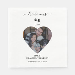 Guardanapo De Papel Wedding Heart Photo Couple Pet Dog Drinks on Us