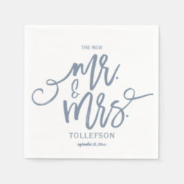 Guardanapo De Papel Wedding Napkins | Escrita em pincel (Azul empoeira