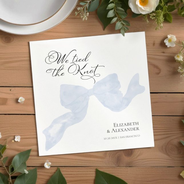 Guardanapo De Papel Wedding Napkins | Nós Ligamos O Nó Arco Azul Dusty (Criador carregado)