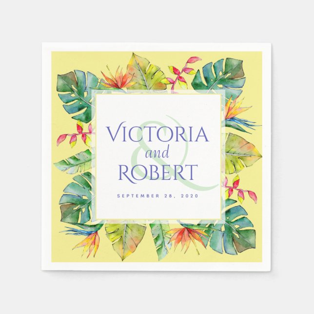 Guardanapo De Papel Wedding Napkins | Tropical Watercolor Floral (Frente)
