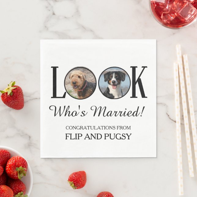 Guardanapo De Papel Wedding Reception Napkins with Dog or Pets Photo (Insitu)