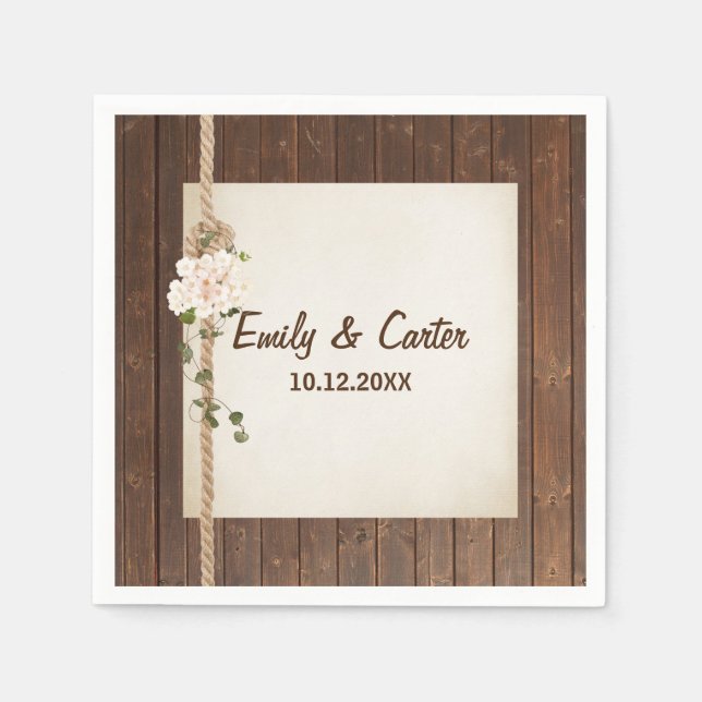 Guardanapo De Papel Weding Rope Knot On Wood (Frente)