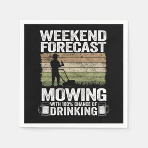 Guardanapo De Papel Weekend Forecast Mowing Beer Lawn Mowing Gift Drin