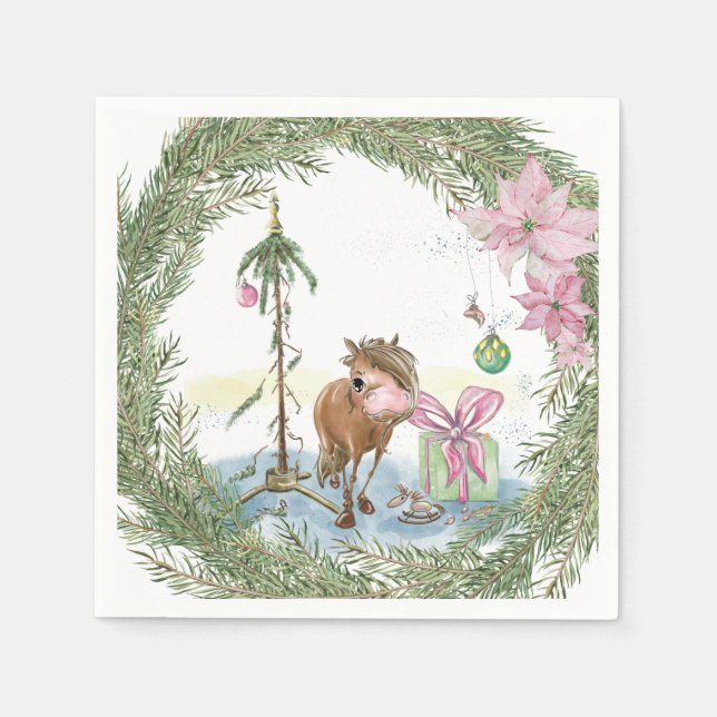 Guardanapo De Papel Weihnachts Servietten mit Pony Bild (Frente)