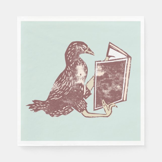 Guardanapo De Papel Weka Bird Lendo um livro (Frente)