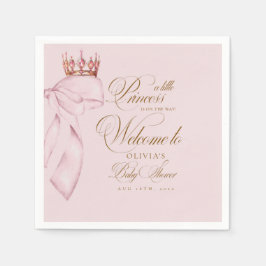 Guardanapo De Papel Welcome Princess Baby Shower Gold Pink Girl