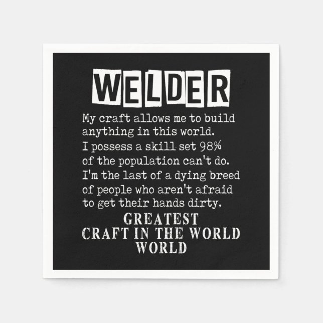 Guardanapo De Papel Welder Craft Profession Welding Weld Metal Gift (Frente)