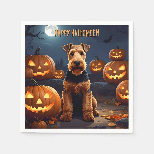 Guardanapo De Papel Welsh Terrier Halloween (Frente)