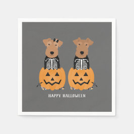 Guardanapo De Papel Welsh Terrier Halloween Skeleton