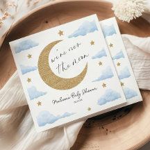 We're Over The Moon Blue Celestial Baby Shower