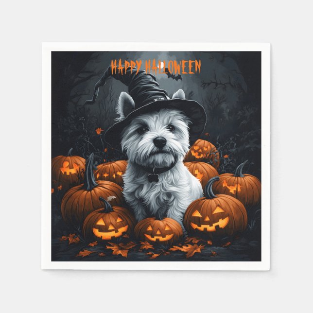 Guardanapo De Papel West Highland White Terrier Halloween (Frente)