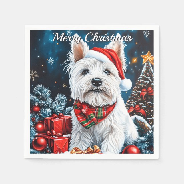 Guardanapo De Papel West Highland White Terrier Natal (Frente)