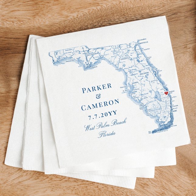 Guardanapo De Papel West Palm Beach Florida Map Elegant Wedding (These West Palm Beach Florida napkins add an elegant touch to your wedding)