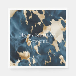 Guardanapo De Papel Western Blue Cream Dourado Cowboy Cowhide